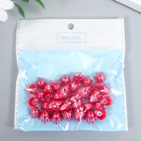 Бусины для творчества пластик "Цветок ландыша жемчужный" набор 40 шт красный 1х0,9х0,9 см