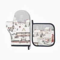 Набор кух. Этель Winter village варежка 20х28см, прихватка 19х19см,100%хл