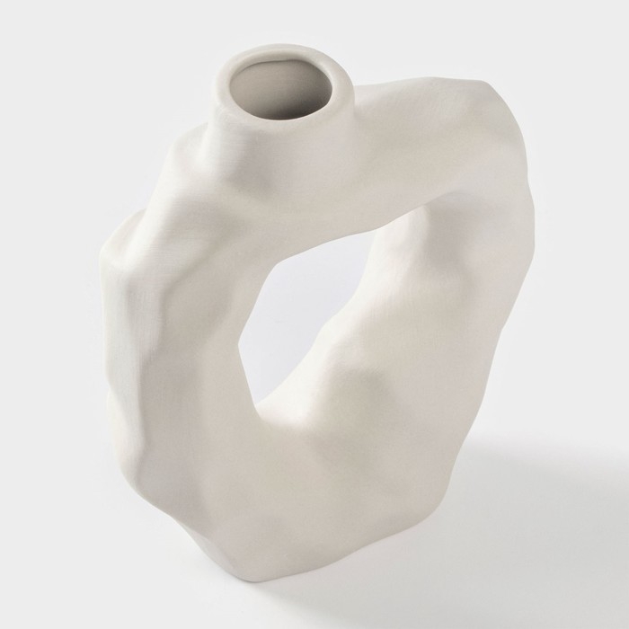 Ваза для цветов керамическая &laquo;Люкс&raquo;, 13&times;15 см, горлышко d=5 см, цвет белый