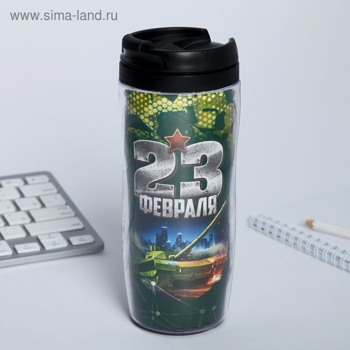 Подарочный набор &laquo;23 февраля танк&raquo;: ежедневник и термостакан