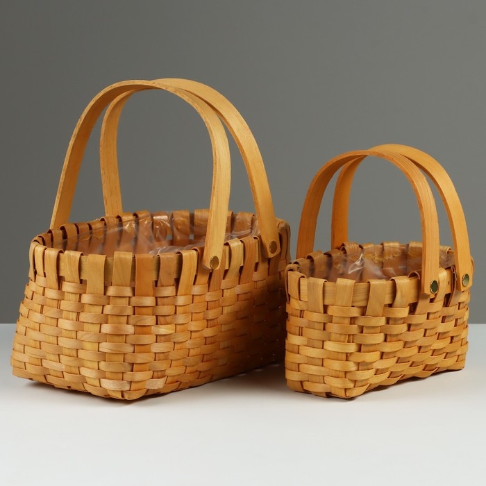 Набор корзин плетеных, 26x16,5x12/25 см, 19x12x10/20 см, 2 шт, секвойя Набор корзин плетеных, 26x16,5x12/25 см, 19x12x10/20 см, 2 шт, секвойя