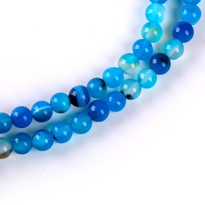 Бусины из натурального камня &laquo;Голубой агат&raquo; набор 58 шт., размер 1 шт. &mdash; 6 мм