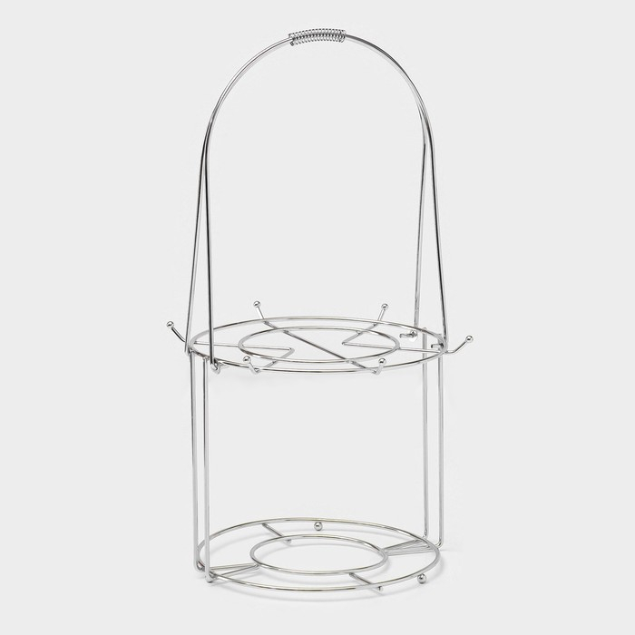 Набор чайный керамический на металлической подставке Доляна &laquo;Садовый дворик&raquo;, 13 предметов: 6 чашек 200 мл, 6 блюдец d=14,1 см, чайник 1 л ㅤ