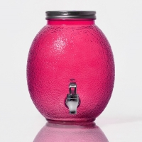 Диспенсер для напитков стеклянный «Фреш», 4 л, 21×16×24 см, цвет розовый Диспенсер для напитков стеклянный «Фреш», 4 л, 21×16×24 см, цвет розовый