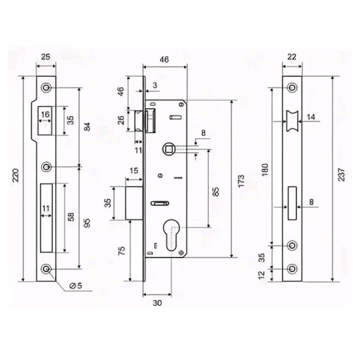 Корпус замка PALLADIUM 0153, 30 мм, цвет латунь
