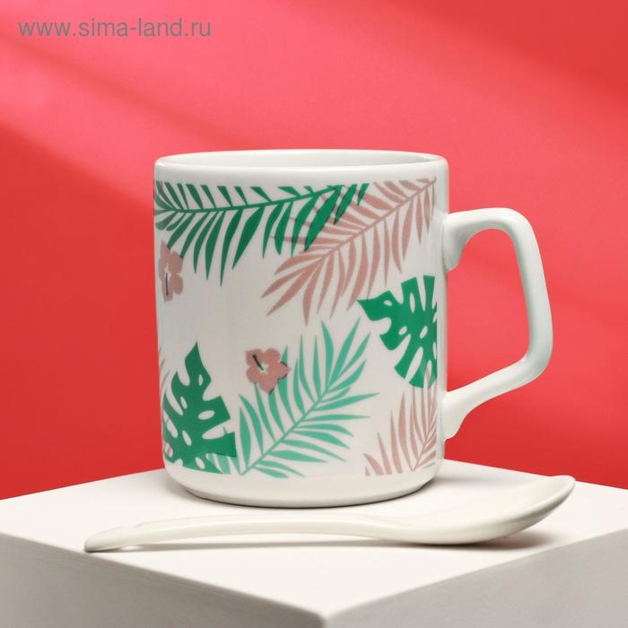 Кружка керамическая с ложкой «Мама, я тебя очень люблю», 350 мл МИКС Кружка керамическая с ложкой «Мама, я тебя очень люблю», 350 мл МИКС