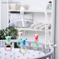 Мобиль музыкальный на кроватку &laquo;Мишки на кольце&raquo;, заводной, наклейка МИКС, Крошка Я