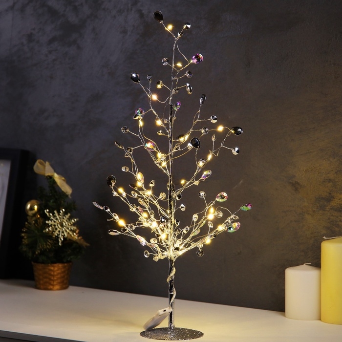 Светодиодный куст &laquo;Капли росы&raquo; 45 &times; 30 &times; 3 см, 20 LED, постоянное свечение, от батареек CR2032х2 (в комплекте), свечение тёплое белое