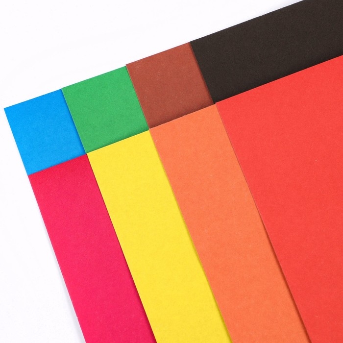 Картон цветной, А4, 8 листов, 8 цветов, немелованный, односторонний, в папке, 220 г/м&sup2;, Минни Маус и Единорог