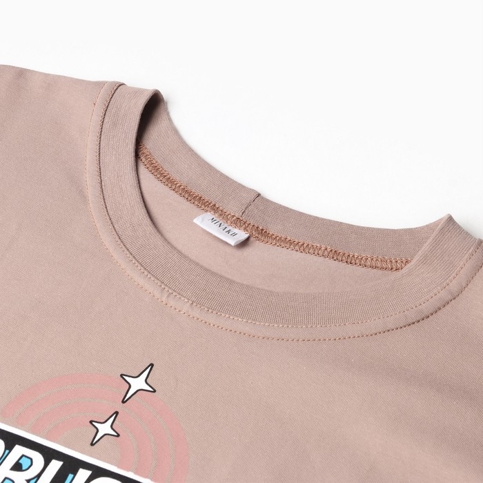 Футболка детская MINAKU, цвет бежевый, рост 122 см Футболка детская MINAKU, цвет бежевый, рост 122 см