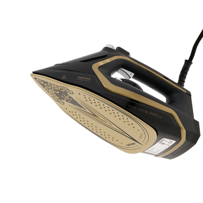 Утюг Zelmer ZIR2620 Golden Glide, 2600 Вт, керамика, 35 г/мин, 280 мл, чёрно-золотистый Утюг Zelmer ZIR2620 Golden Glide, 2600 Вт, керамика, 35 г/мин, 280 мл, чёрно-золотистый