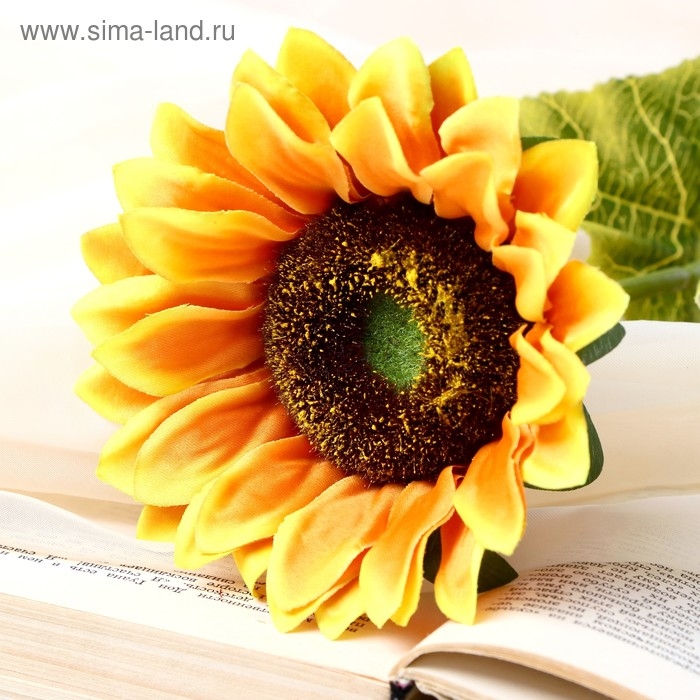 Цветок искусственный "Пышный подсолнух" 13х55 см