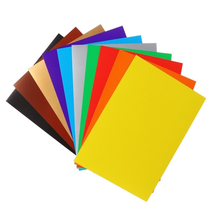 Картон цветной А4, 10 листов 10 цветов Kuromi, мелованный, (золото + серебро), 220г/м&sup2;