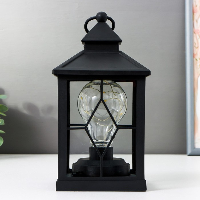 Ночник Ночник "Фонарь 1" LED от батареек 3хААА черный 10,5х10,5х20 см RISALUX