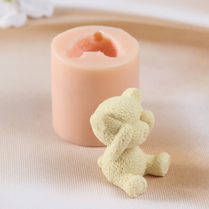 Молд силиконовый Молд силиконовый "Мишка закрыл глаза" (издел. 4х3,5х4,5 см)