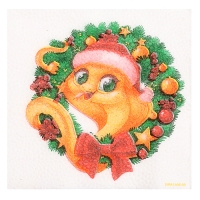 Салфетки новогодние бумажные &laquo;С Новым годом: венок&raquo;, однослойные, 24х24 см, 20 шт.