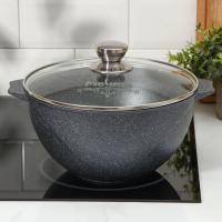 Казан «Гранит», 5 л, стеклянная крышка, литые ручки, антипригарное покрытие, цвет серый Казан «Гранит», 5 л, стеклянная крышка, литые ручки, антипригарное покрытие, цвет серый