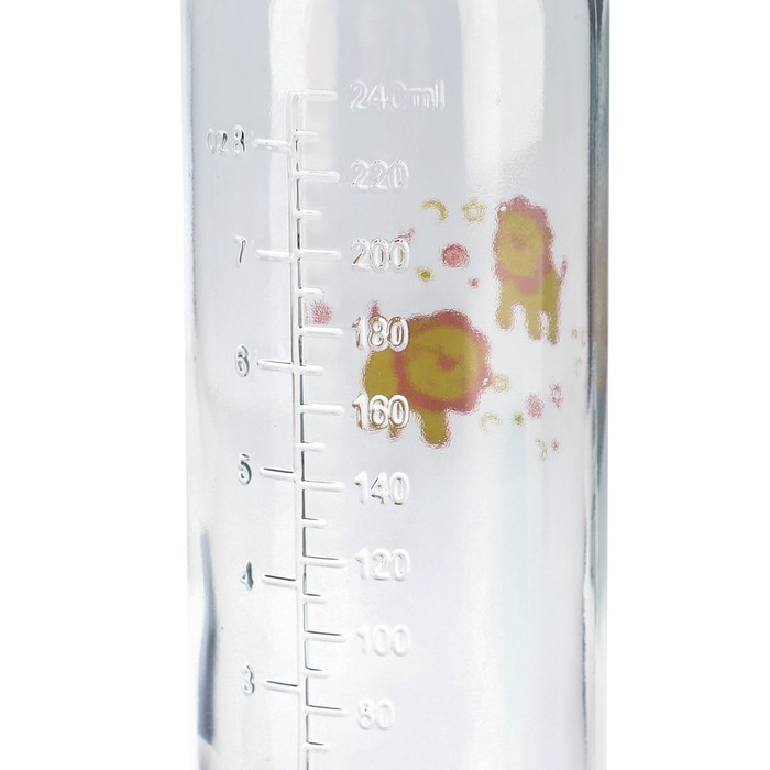 Бутылочка для кормления, классическое горло, стеклянная, средний поток, 240 мл., цвет МИКС