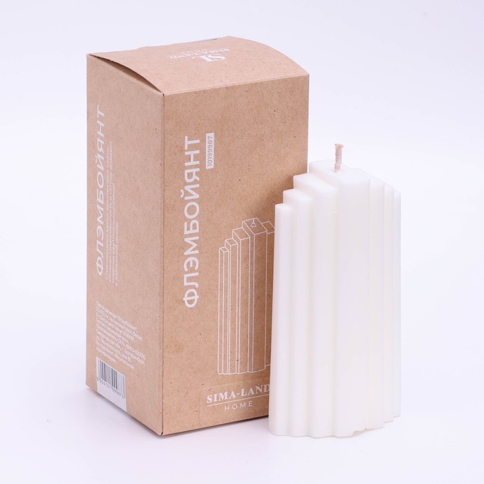 Свеча-цилиндр Свеча-цилиндр "Небоскрёб", 3,7х11,5 см, пальмовый воск, белая, 6 ч Sima Home