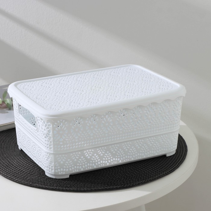 Контейнер для хранения с крышкой &laquo;Ажур&raquo;, пластик, 26&times;19&times;11,5 см, цвет МИКС