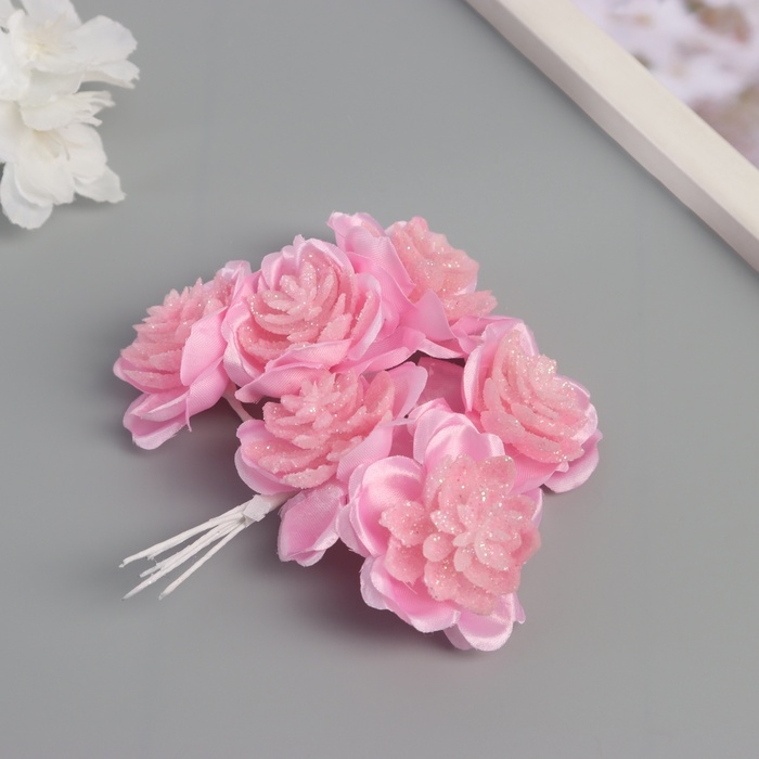 Декор для творчества Декор для творчества "Камелия" розовый (1 набор=1 букет) в букете 6 шт 4х11 см