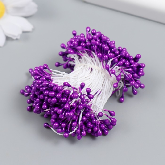 Тычинки для цветов "Капельки глянец фиолет" набор 300 шт длина 6 см