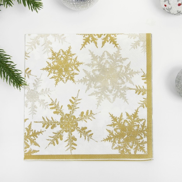 Салфетки бумажные &laquo;Снежинки&raquo;, набор 20 шт., цвет золотой