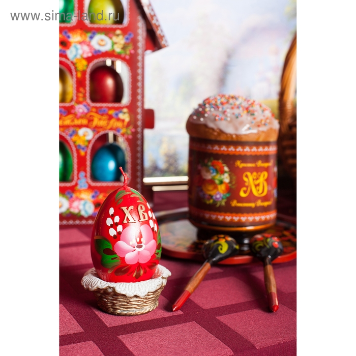 Декоративная свеча &laquo;Пасхальное яйцо в лукошке&raquo;