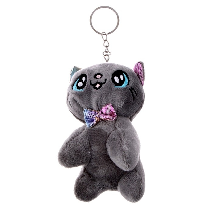 Мягкая игрушка «Кот с бабочкой», на брелоке, 10 см, цвета МИКС Мягкая игрушка «Кот с бабочкой», на брелоке, 10 см, цвета МИКС