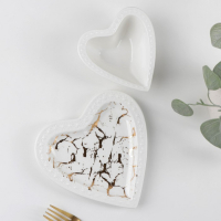 Набор керамический столовый &laquo;Марбл&raquo;, 2 предмета: салатник 150 мл, блюдо 16,5&times;17&times;2 см, цвет белый