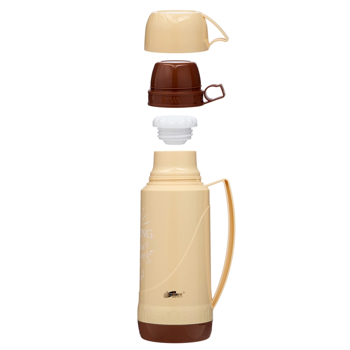 Термос 1.8 л, со стеклянной колбой, сохраняет тепло 12 ч, бежевый