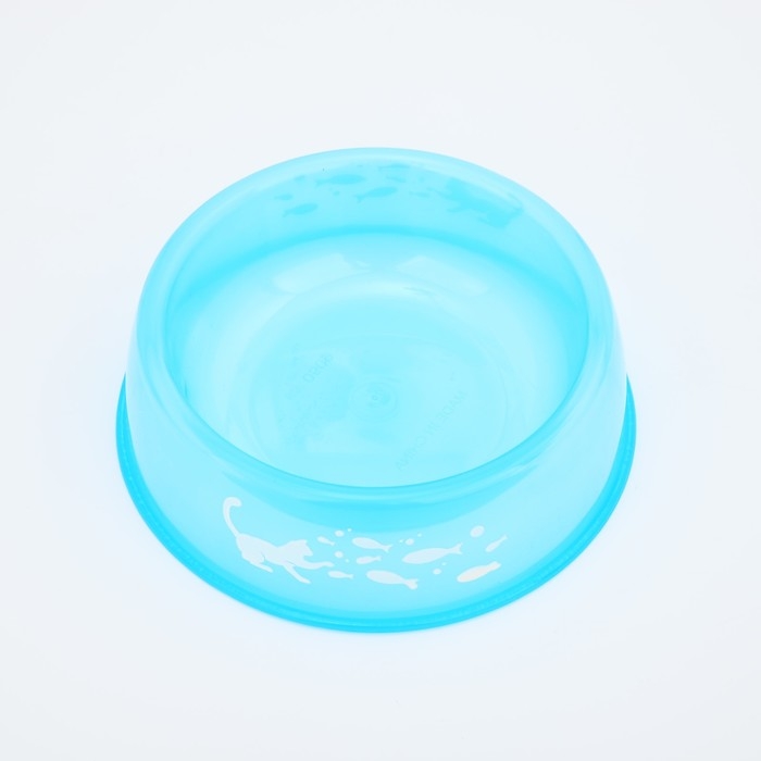 Миска пластиковая «Котик с рыбками», 300 мл, синий Миска пластиковая «Котик с рыбками», 300 мл, синий