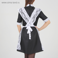 Школьный фартук с воланом по бретелям и низу, гипюр, цветы, р. 42-50, цвет белый Школьный фартук с воланом по бретелям и низу, гипюр, цветы, р. 42-50, цвет белый