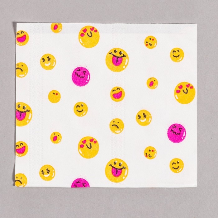 Салфетки бумажные "Смайл", 60 шт в пакете, трёхслойные