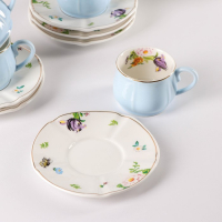 Сервиз керамический кофейный &laquo;Сирена&raquo;, 12 предметов: 6 чашек 100 мл, 6 блюдец d=12 см, цвет голубой