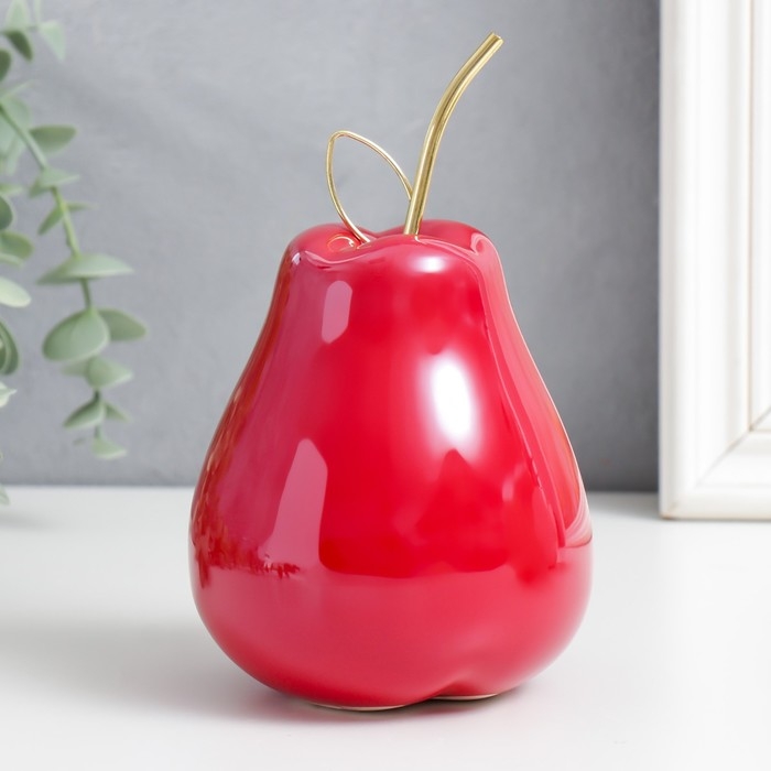 Сувенир керамика, металл Сувенир керамика, металл "Груша перламутр с веточкой" МИКС 10х10х16 см