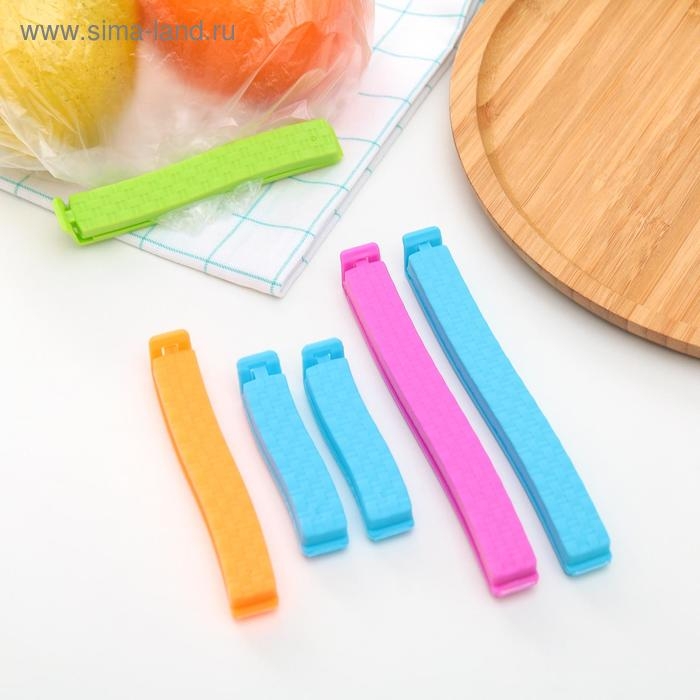 Зажимы для пакетов Доляна, 14/11/7 см, 6 шт, цвет МИКС Зажимы для пакетов Доляна, 14/11/7 см, 6 шт, цвет МИКС