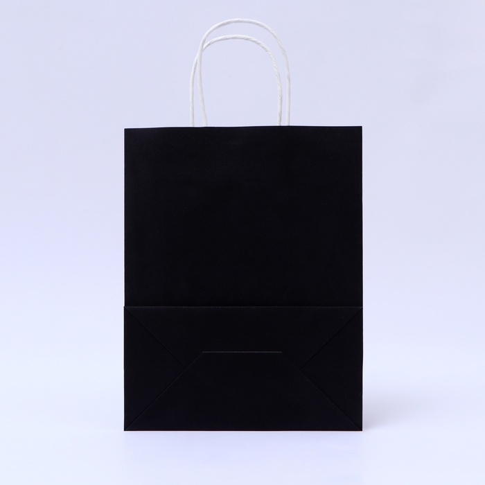 Пакет подарочный бумажный с глиттером чёрный, 21 х 11 х 27 см