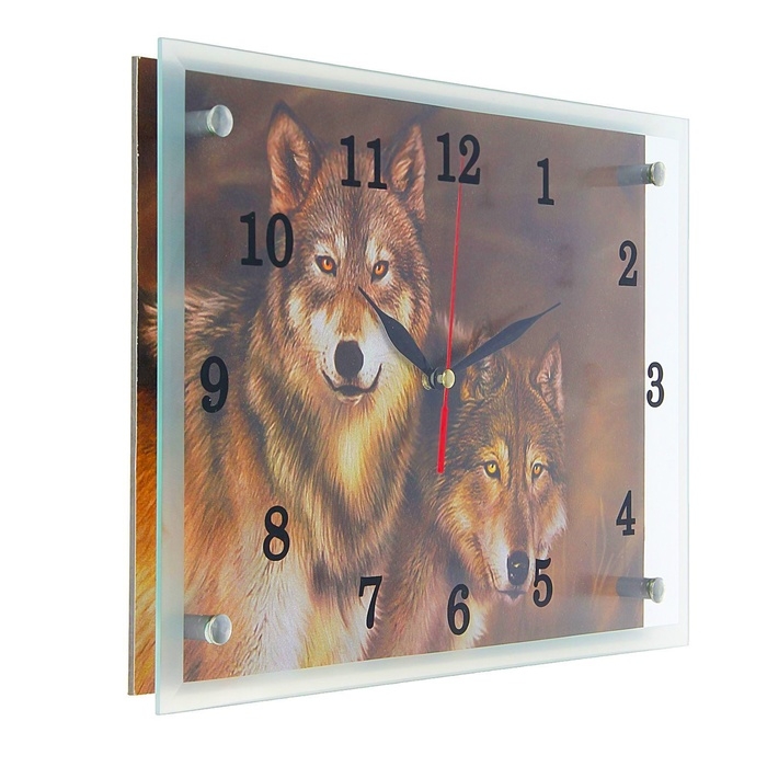 Часы-картина настенные, интерьерные Часы-картина настенные, интерьерные "Волки" бесшумные, 25 х 35 см
