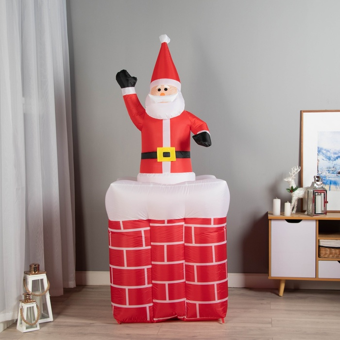 Надувная фигура Надувная фигура "Дед Мороз" вылезает из трубы, 150 см