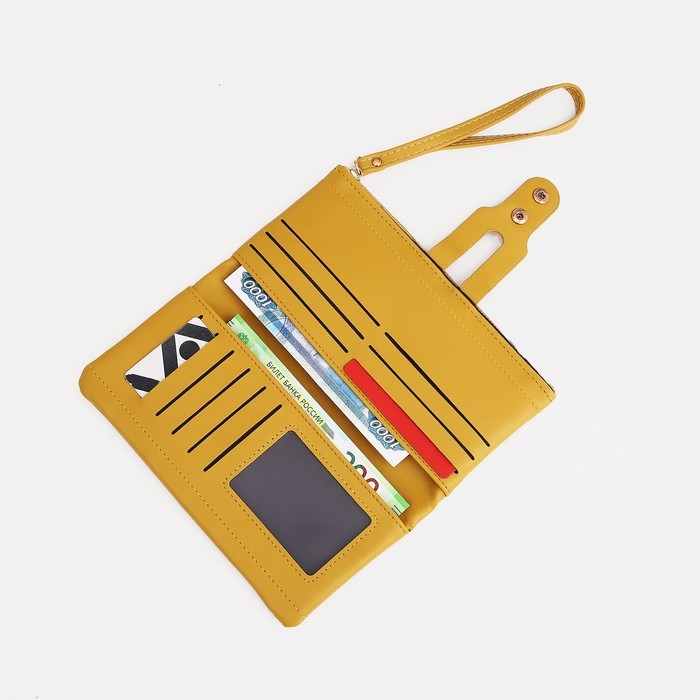 Кошелёк женский на кнопке, цвет жёлтый Кошелёк женский на кнопке, цвет жёлтый