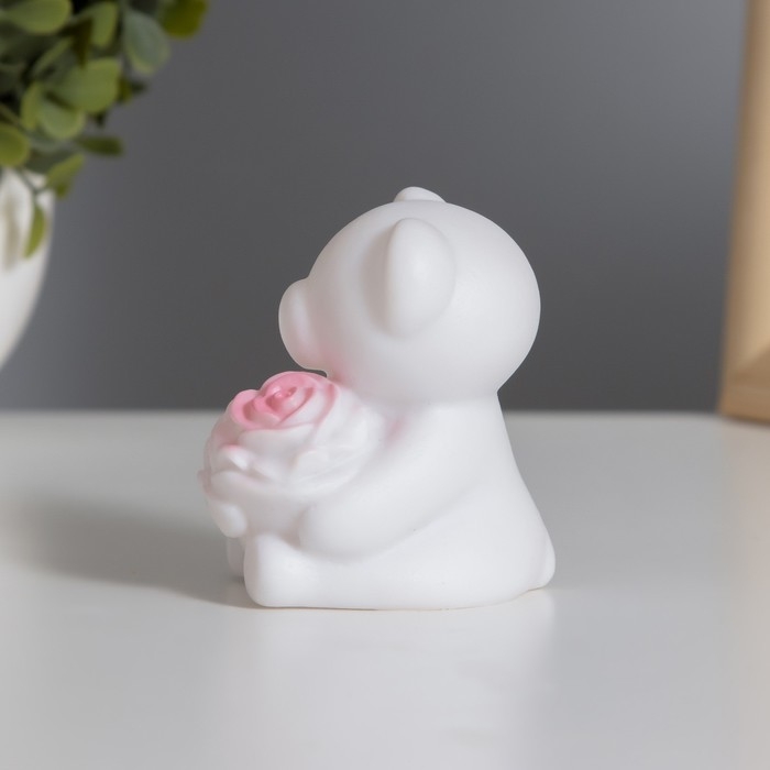 Ночник "Мишка с розой" 2Вт LED LR44 белый 4х5,5х7см