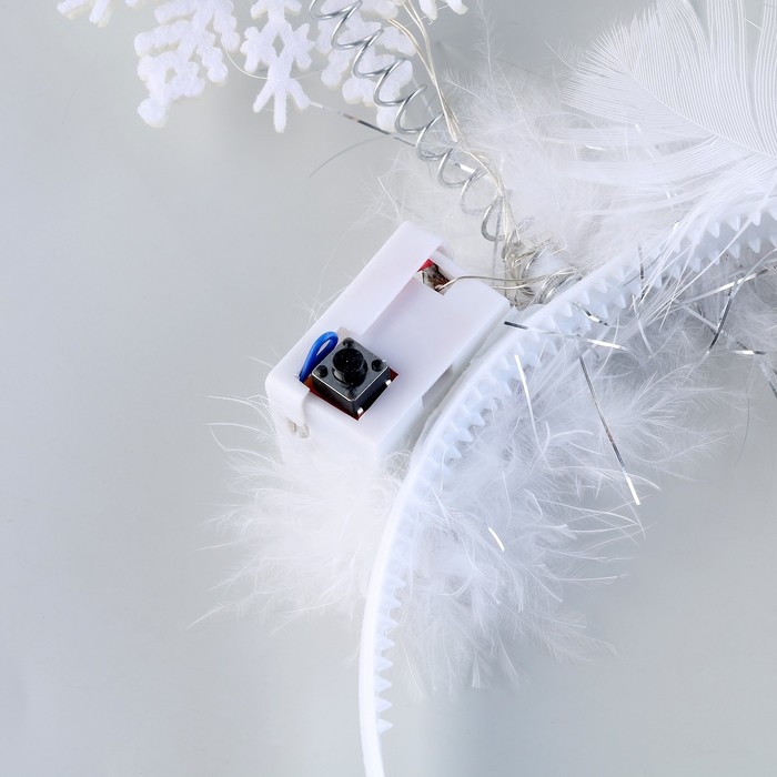 Новый год! Ободок для волос карнавальный &laquo;Снежинка 2&raquo; с голубыми диодами