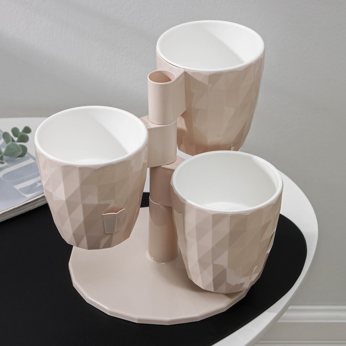 Кашпо многоярусное Ruby &laquo;Каскад&raquo;, 3 шт, 1 л, цвет пудровый