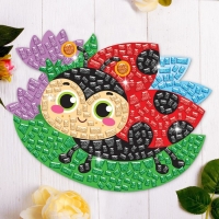 Аппликация стикерами форменная &laquo;Божья коровка на листочке&raquo;, набор для творчества, стикерная мозаика