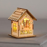 Ёлочная игрушка «Домик со снеговиком», от батареек, свечение тёплое белое Ёлочная игрушка «Домик со снеговиком», от батареек, свечение тёплое белое