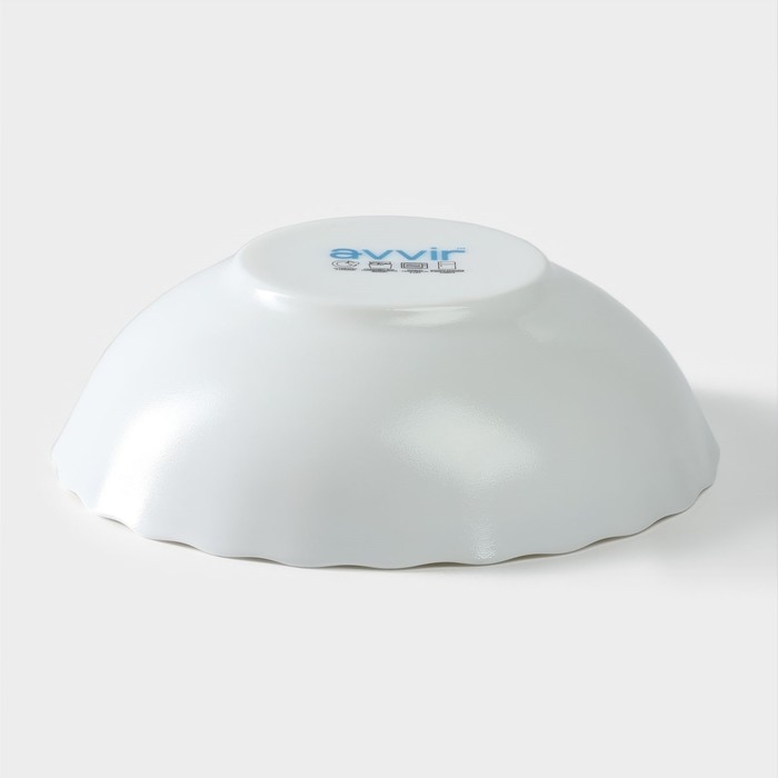 Тарелка глубокая Avvir &laquo;Лист папоротника&raquo;, 600 мл, d=17,5 см, стеклокерамика, цвет белый