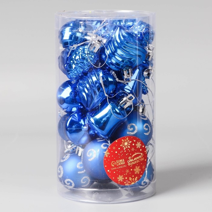 Набор украшений пластик 24 шт Набор украшений пластик 24 шт "Весёлый завиток" 4 см, синий