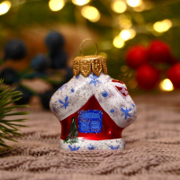 Ёлочная игрушка "Избушка" ручная роспись, 5,8х4,3х2,8 см, красный