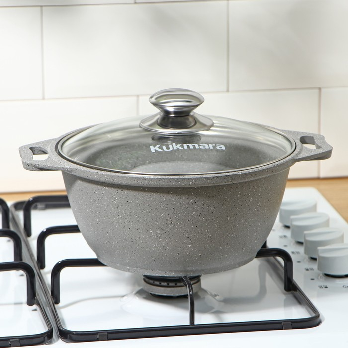 Кастрюля, 2 л, d=20 см, h=10.5 см, антипригарное покрытие, цвет светлый мрамор Кастрюля, 2 л, d=20 см, h=10.5 см, антипригарное покрытие, цвет светлый мрамор